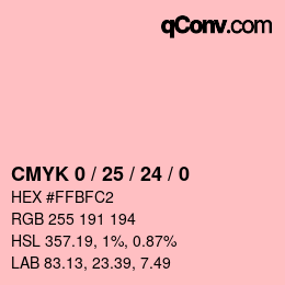 カラーコード: CMYK 0 / 25 / 24 / 0 | qconv.com