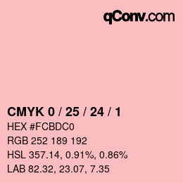 カラーコード: CMYK 0 / 25 / 24 / 1 | qconv.com
