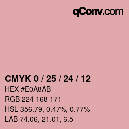 カラーコード: CMYK 0 / 25 / 24 / 12 | qconv.com