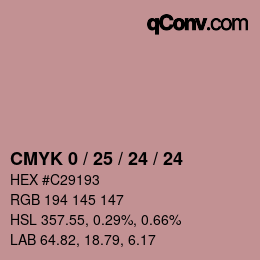 カラーコード: CMYK 0 / 25 / 24 / 24 | qconv.com