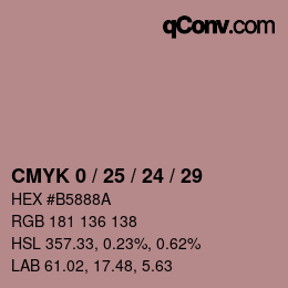 カラーコード: CMYK 0 / 25 / 24 / 29 | qconv.com