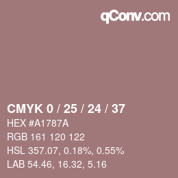 カラーコード: CMYK 0 / 25 / 24 / 37 | qconv.com