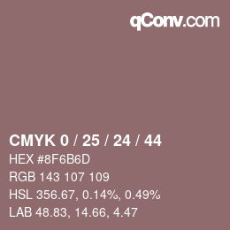 カラーコード: CMYK 0 / 25 / 24 / 44 | qconv.com