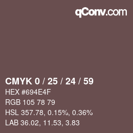 カラーコード: CMYK 0 / 25 / 24 / 59 | qconv.com