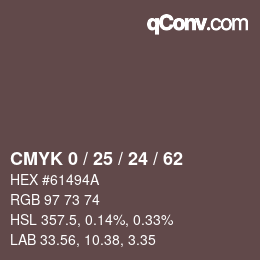 カラーコード: CMYK 0 / 25 / 24 / 62 | qconv.com