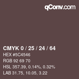 カラーコード: CMYK 0 / 25 / 24 / 64 | qconv.com