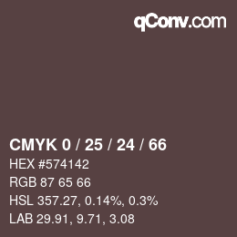 カラーコード: CMYK 0 / 25 / 24 / 66 | qconv.com