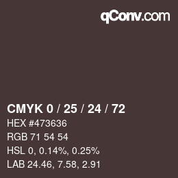 Color code: CMYK 0 / 25 / 24 / 72 | qconv.com