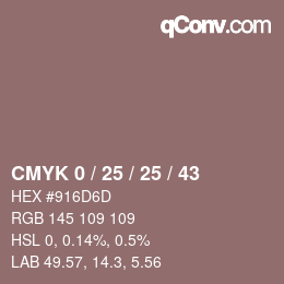 颜色代码: CMYK 0 / 25 / 25 / 43 | qconv.com