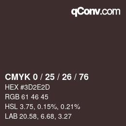 Color code: CMYK 0 / 25 / 26 / 76 | qconv.com