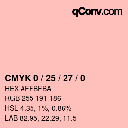 カラーコード: CMYK 0 / 25 / 27 / 0 | qconv.com