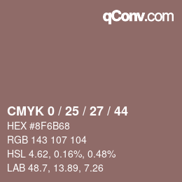 Código de color: CMYK 0 / 25 / 27 / 44 | qconv.com