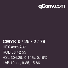 カラーコード: CMYK 0 / 25 / 2 / 78 | qconv.com