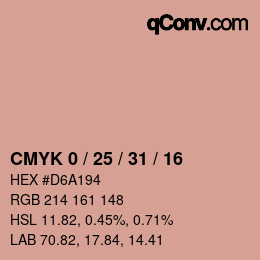 カラーコード: CMYK 0 / 25 / 31 / 16 | qconv.com