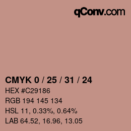 Color code: CMYK 0 / 25 / 31 / 24 | qconv.com