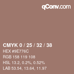 カラーコード: CMYK 0 / 25 / 32 / 38 | qconv.com