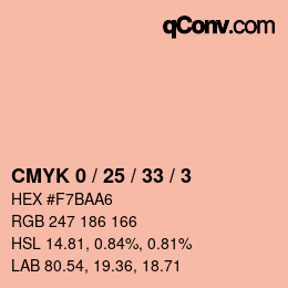カラーコード: CMYK 0 / 25 / 33 / 3 | qconv.com