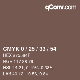 Color code: CMYK 0 / 25 / 33 / 54 | qconv.com
