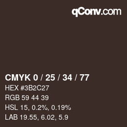 颜色代码: CMYK 0 / 25 / 34 / 77 | qconv.com