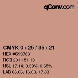 カラーコード: CMYK 0 / 25 / 35 / 21 | qconv.com