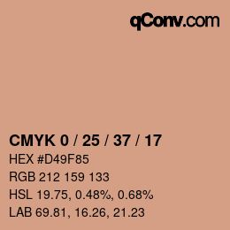 カラーコード: CMYK 0 / 25 / 37 / 17 | qconv.com