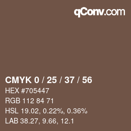 カラーコード: CMYK 0 / 25 / 37 / 56 | qconv.com