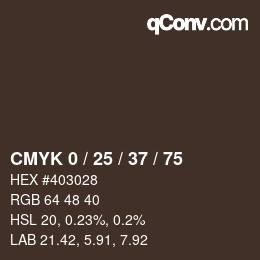 カラーコード: CMYK 0 / 25 / 37 / 75 | qconv.com