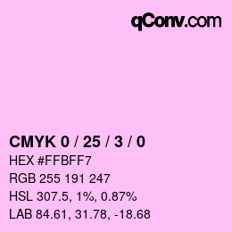 カラーコード: CMYK 0 / 25 / 3 / 0 | qconv.com