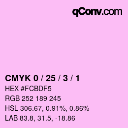颜色代码: CMYK 0 / 25 / 3 / 1 | qconv.com