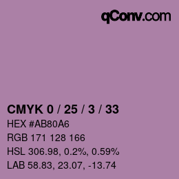 カラーコード: CMYK 0 / 25 / 3 / 33 | qconv.com