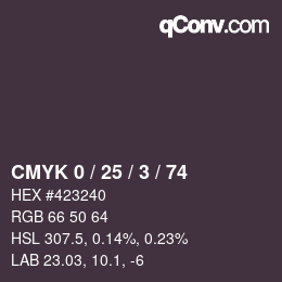 Color code: CMYK 0 / 25 / 3 / 74 | qconv.com