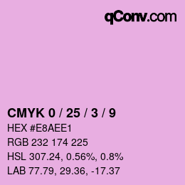 颜色代码: CMYK 0 / 25 / 3 / 9 | qconv.com