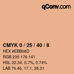 カラーコード: CMYK 0 / 25 / 40 / 8 | qconv.com