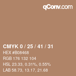 颜色代码: CMYK 0 / 25 / 41 / 31 | qconv.com