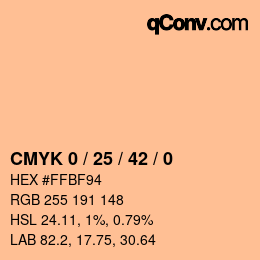 Color code: CMYK 0 / 25 / 42 / 0 | qconv.com