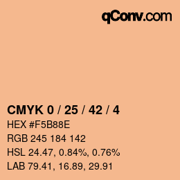 Color code: CMYK 0 / 25 / 42 / 4 | qconv.com