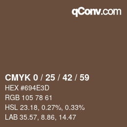 カラーコード: CMYK 0 / 25 / 42 / 59 | qconv.com