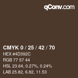 カラーコード: CMYK 0 / 25 / 42 / 70 | qconv.com