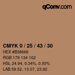 Color code: CMYK 0 / 25 / 43 / 30 | qconv.com