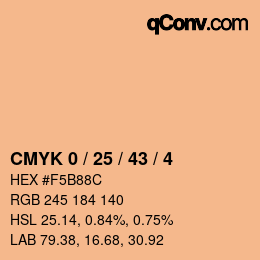 Color code: CMYK 0 / 25 / 43 / 4 | qconv.com