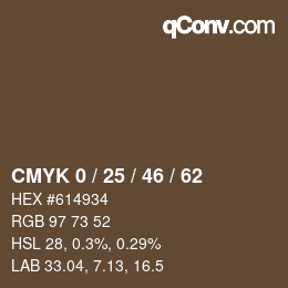 Farbcode: CMYK 0 / 25 / 46 / 62 | qconv.com