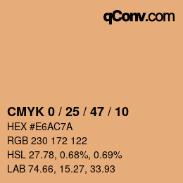 Color code: CMYK 0 / 25 / 47 / 10 | qconv.com