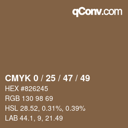 颜色代码: CMYK 0 / 25 / 47 / 49 | qconv.com