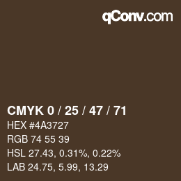 カラーコード: CMYK 0 / 25 / 47 / 71 | qconv.com