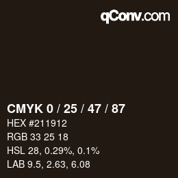 カラーコード: CMYK 0 / 25 / 47 / 87 | qconv.com
