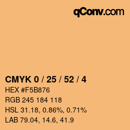 Color code: CMYK 0 / 25 / 52 / 4 | qconv.com