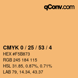 Farbcode: CMYK 0 / 25 / 53 / 4 | qconv.com