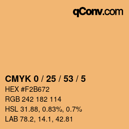 Color code: CMYK 0 / 25 / 53 / 5 | qconv.com