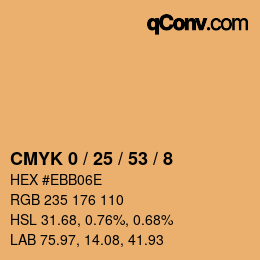 カラーコード: CMYK 0 / 25 / 53 / 8 | qconv.com