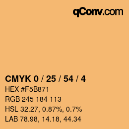 Color code: CMYK 0 / 25 / 54 / 4 | qconv.com